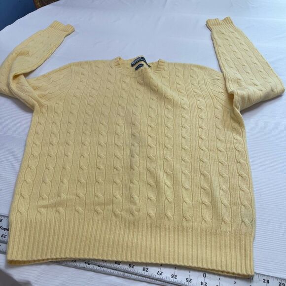 Polo By Ralph Lauren VTG 100% Cashmere Yellow Sweater Size Medium - Picture 5 of 7